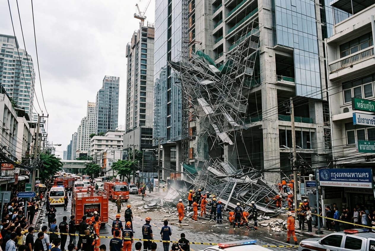 Five Workers Injured In Bangkok Commercial Building Collapse, Emergency Teams Secure The Site Five Workers Injured In Bangkok Commercial Building Collapse, Emergency Teams Secure The Site