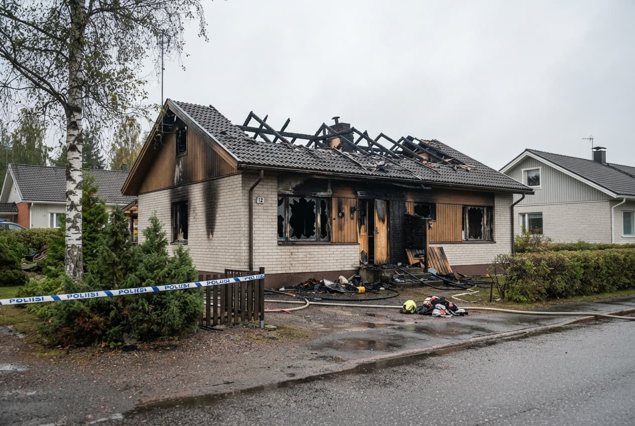 Suburban House Fire Tragedy: Three People Found Dead Inside Burned Helsinki Residence Suburban House Fire Tragedy: Three People Found Dead Inside Burned Helsinki Residence