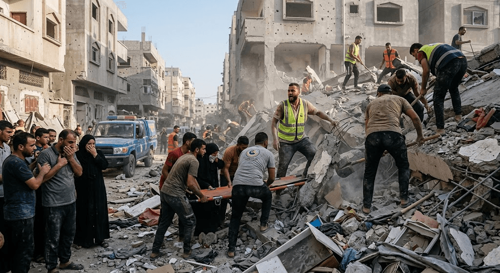 Gaza Residential Building Collapses: 6 Families Reportedly Trapped Beneath the Rubble Gaza Residential Building Collapses: 6 Families Reportedly Trapped Beneath the Rubble