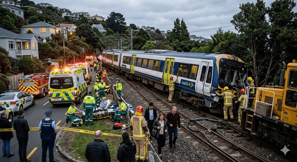 Commuter Chaos: Multiple Injuries Reported After Train Derails on Wellington’s Johnsonville Line Commuter Chaos: Multiple Injuries Reported After Train Derails on Wellington’s Johnsonville Line