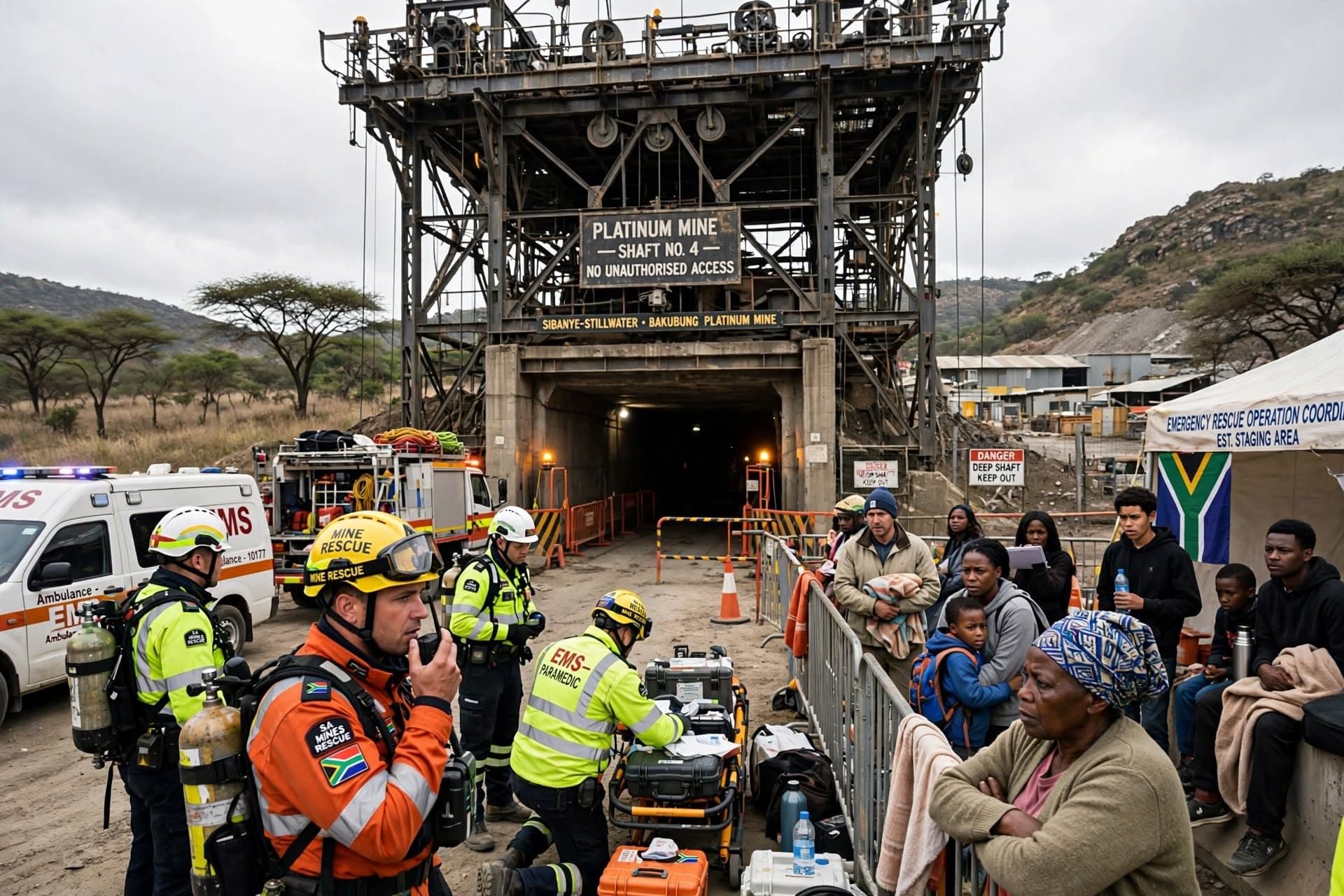 South Africa Mine Collapse Leaves Shift Workers Stranded Below Surface, Families Gather At Pithead, Operations Suspended South Africa Mine Collapse Leaves Shift Workers Stranded Below Surface, Families Gather At Pithead, Operations Suspended