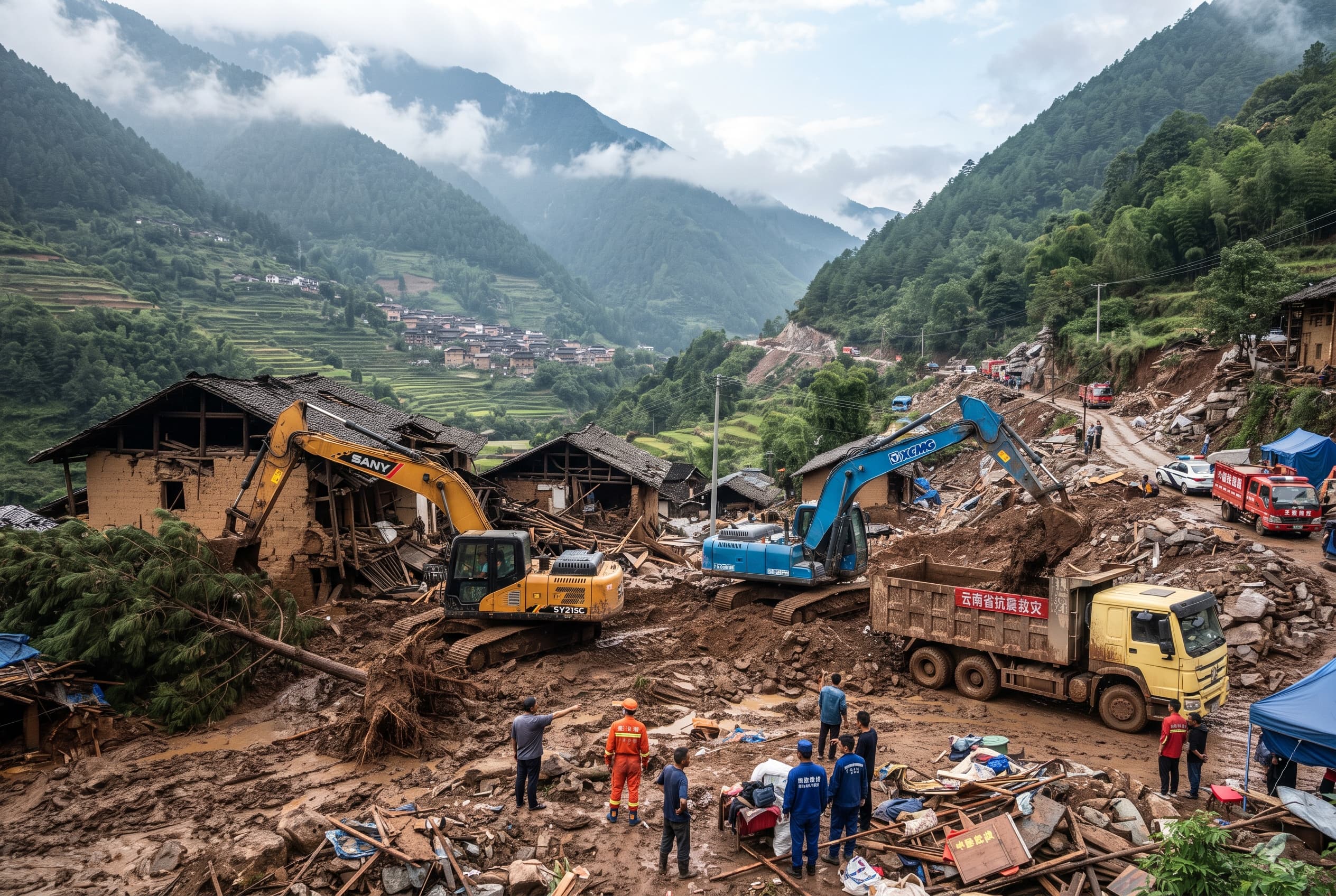 Four Dead After Torrential Downpour Triggers Devastating Landslide inside Rural Yunnan Village Four Dead After Torrential Downpour Triggers Devastating Landslide inside Rural Yunnan Village