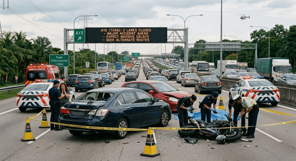 Tragedy on AYE: Motorcyclist Killed in Multi-Vehicle Crash Triggering Massive Gridlock Tragedy on AYE: Motorcyclist Killed in Multi-Vehicle Crash Triggering Massive Gridlock