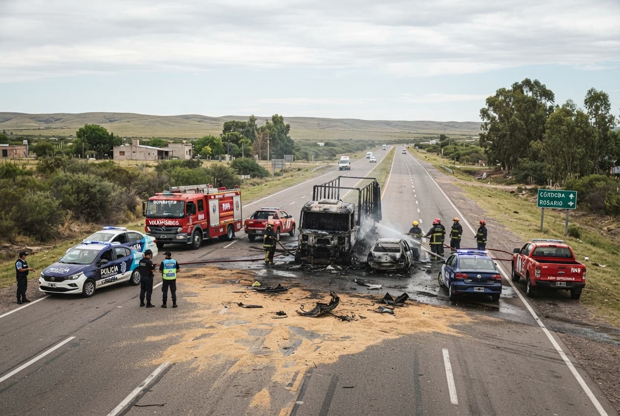 Ruta Nacional 9: Multi-Vehicle Highway Collision Involving Grain Truck Leaves Three Dead In Argentina Ruta Nacional 9: Multi-Vehicle Highway Collision Involving Grain Truck Leaves Three Dead In Argentina