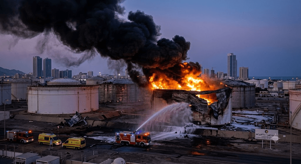 Escalation in the Middle East: Iranian Missiles Strike Key UAE Oil Facilities Escalation in the Middle East: Iranian Missiles Strike Key UAE Oil Facilities
