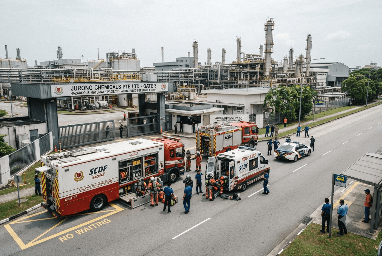 Jurong District Gas Leak Crisis: Industrial Factory Accident Leaves Eight Hospitalized in Singapore Jurong District Gas Leak Crisis: Industrial Factory Accident Leaves Eight Hospitalized in Singapore