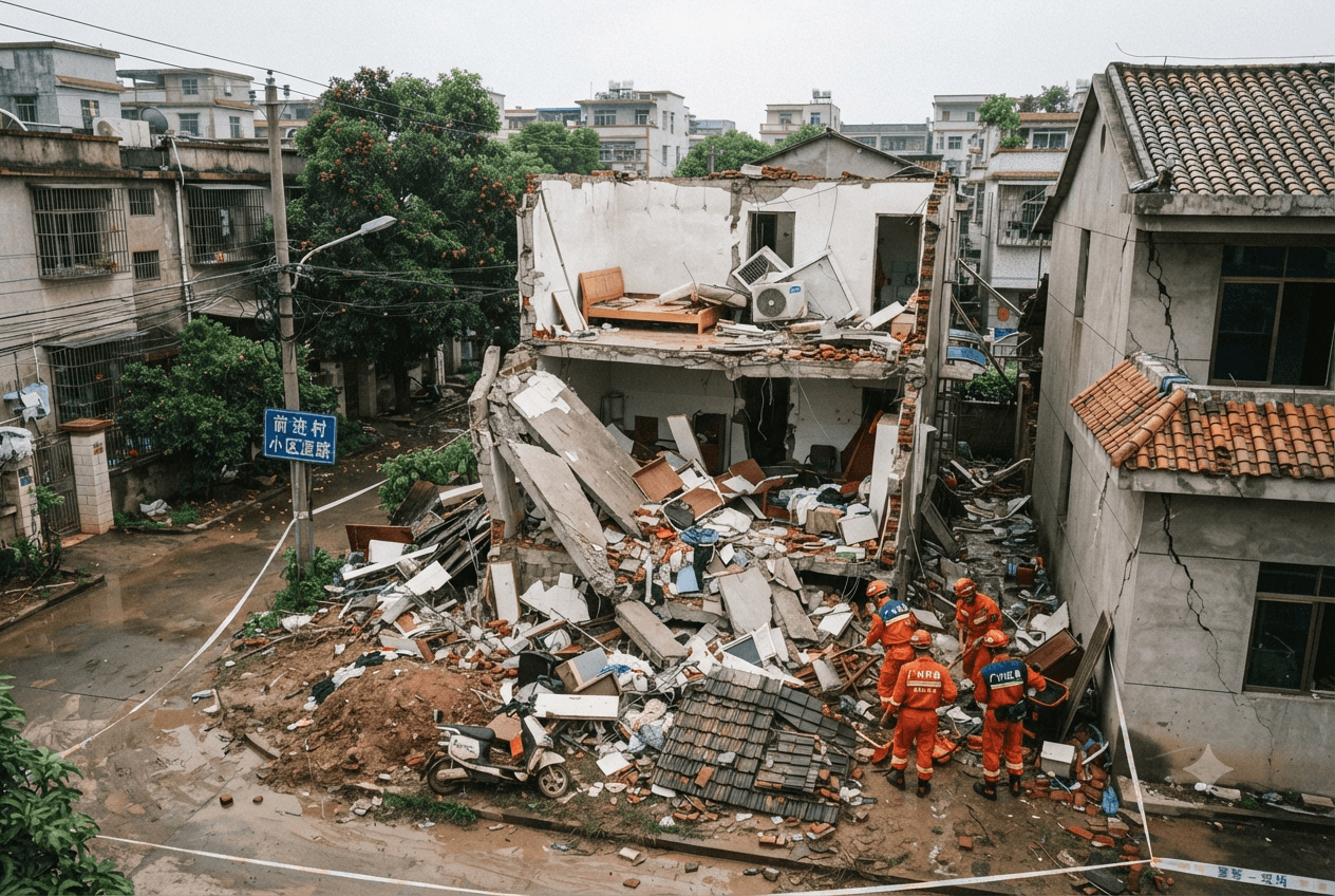 Residential Gas Blast: Explosion Destroys Guangzhou Suburban Home and Claims Two Lives Residential Gas Blast: Explosion Destroys Guangzhou Suburban Home and Claims Two Lives