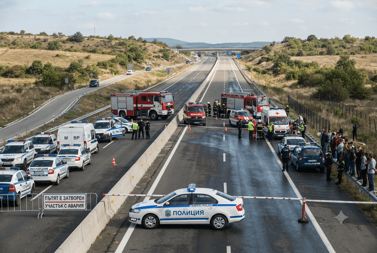 Motorway Traffic Disaster: Heavy Freight and Minibus Collision Leaves Four Dead Near Plovdiv Motorway Traffic Disaster: Heavy Freight and Minibus Collision Leaves Four Dead Near Plovdiv