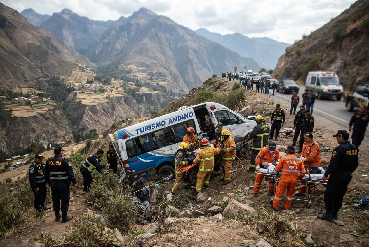 Transit Tragedy, Peru: Passenger Transport Plunges Off Dangerous Andean Highway While Navigating Cusco Region Transit Tragedy, Peru: Passenger Transport Plunges Off Dangerous Andean Highway While Navigating Cusco Region