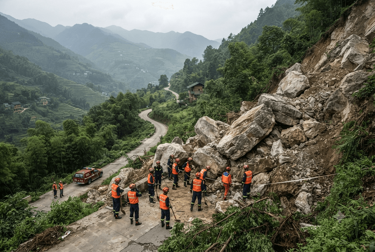 Pengshui Landslide Crisis: Rescue Teams Deploy Explosives to Clear Massive Debris Blocking Vital Roads Pengshui Landslide Crisis: Rescue Teams Deploy Explosives to Clear Massive Debris Blocking Vital Roads