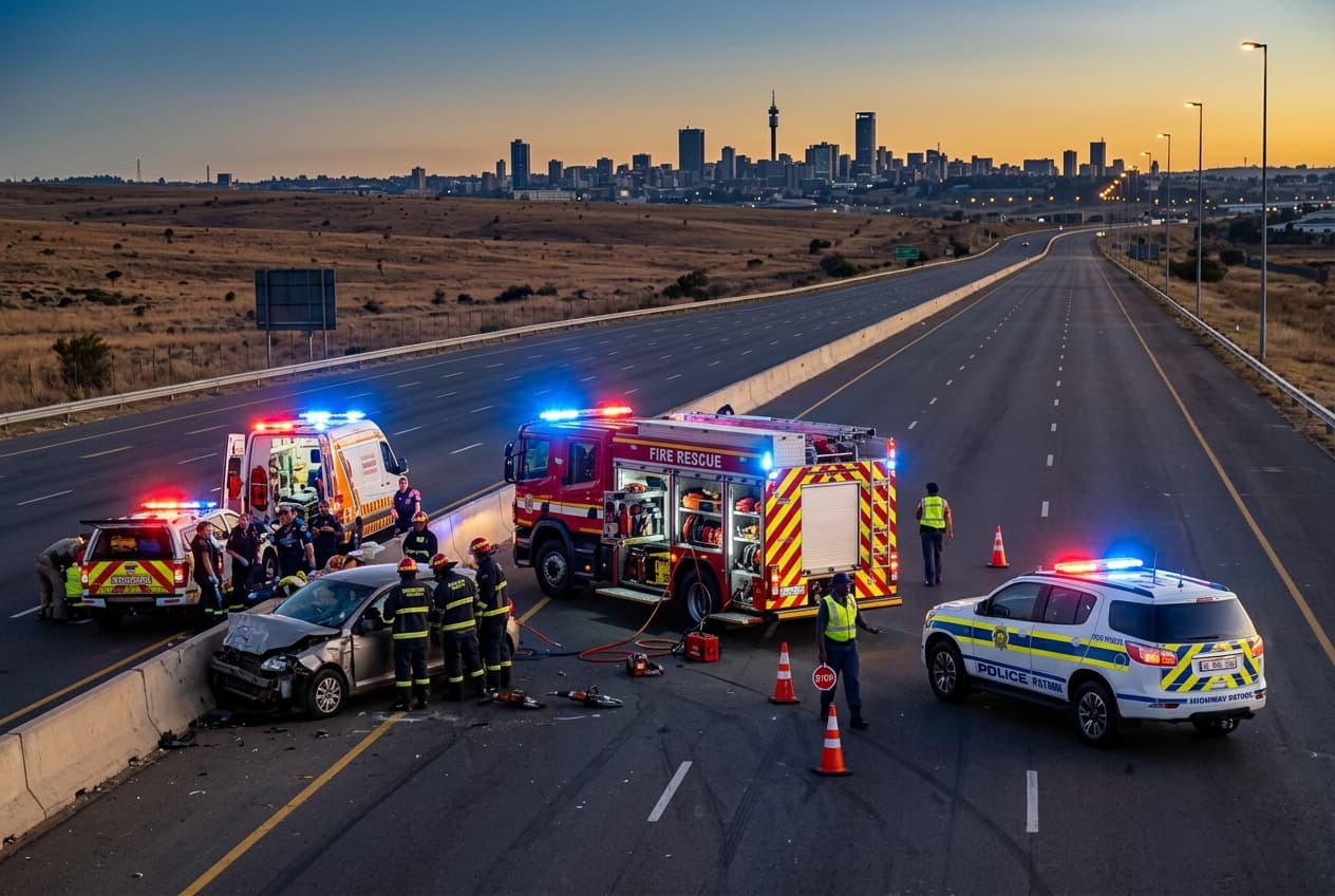 Johannesburg Highway Crash: Three Killed and Eight Injured in Severe Head-On Collision Johannesburg Highway Crash: Three Killed and Eight Injured in Severe Head-On Collision