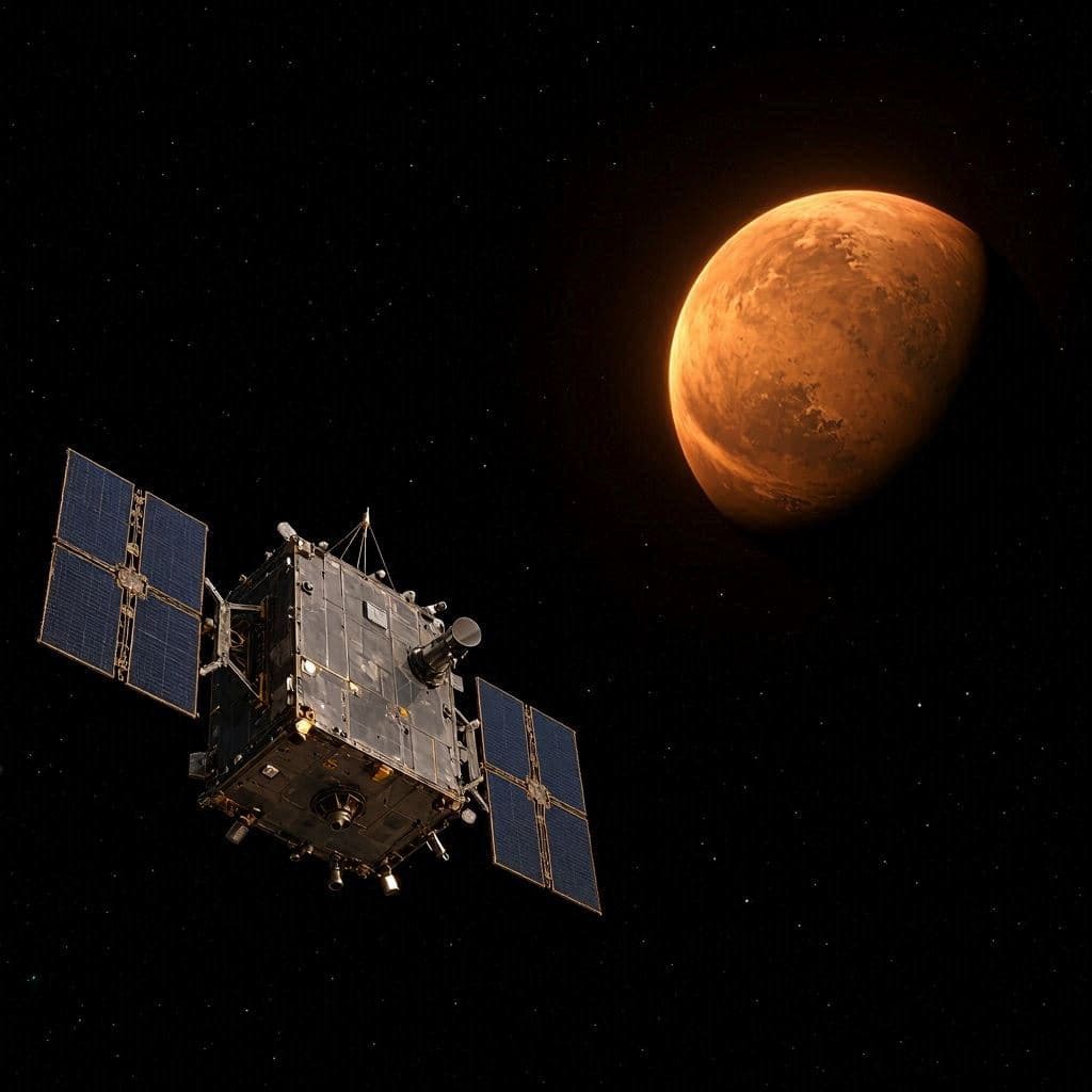 A Crescent of Mars Quietly Marks Humanity's Continuing Journey Through Space A Crescent of Mars Quietly Marks Humanity's Continuing Journey Through Space