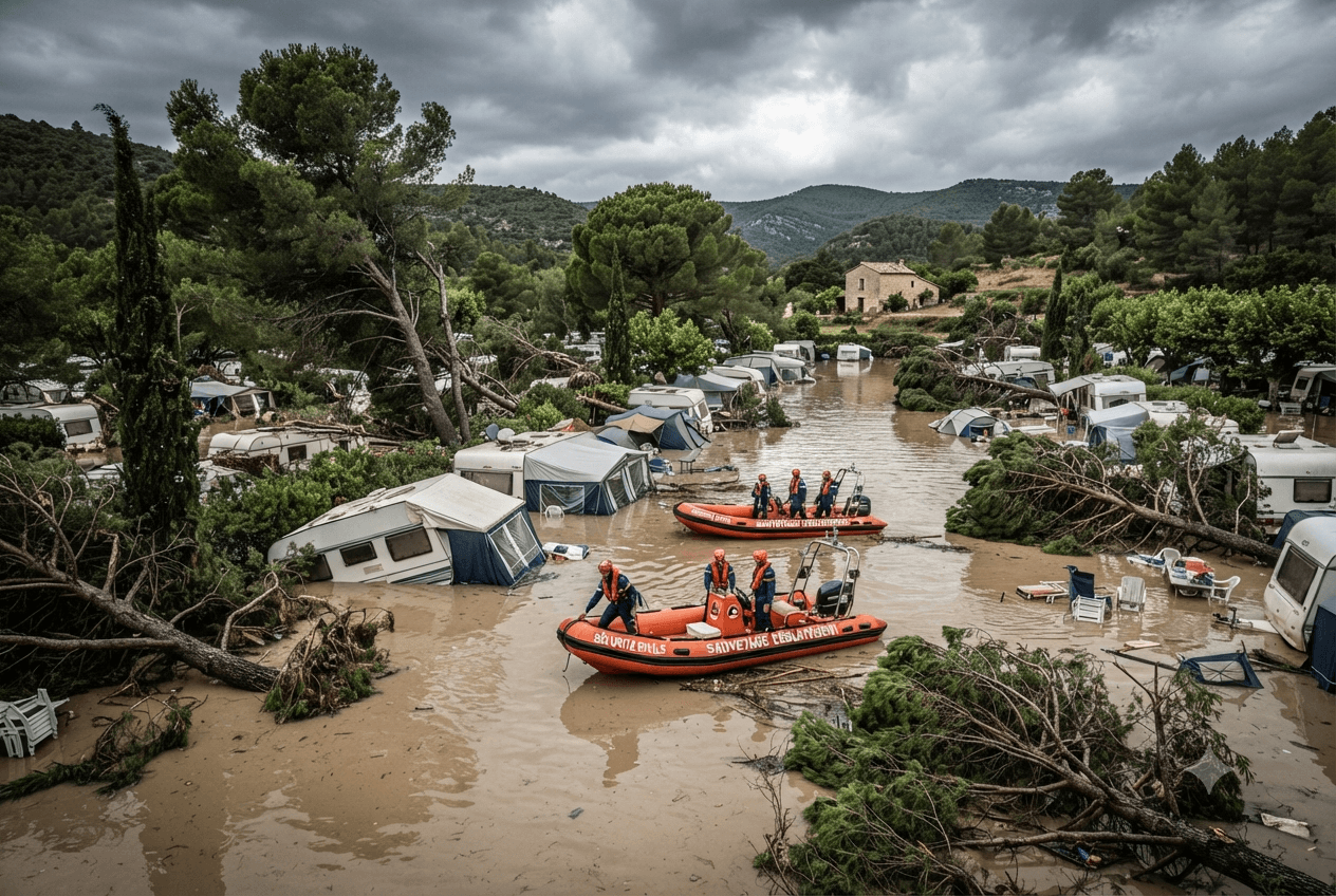 Flash Flood Disaster: Southern France Camping Grounds Swept Away Leaving Two Dead In Torrential Waters Flash Flood Disaster: Southern France Camping Grounds Swept Away Leaving Two Dead In Torrential Waters
