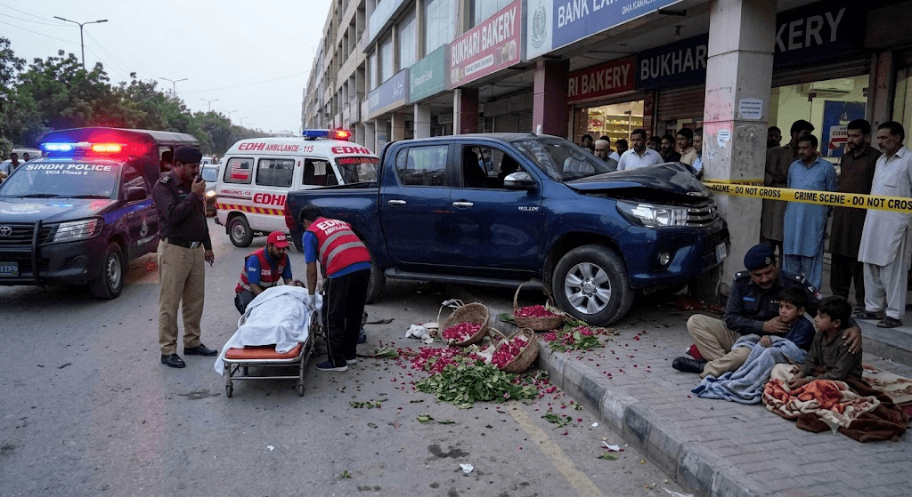 Tragedy in Defense Phase 6: Sleeping Flower Vendor Killed as Speeding Pickup Mounts Footpath Tragedy in Defense Phase 6: Sleeping Flower Vendor Killed as Speeding Pickup Mounts Footpath
