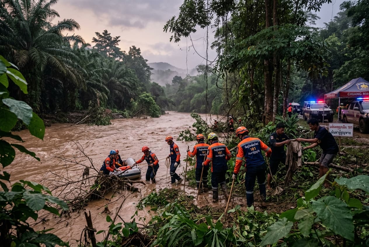 Flash Flood in Thailand: Tourist Group Swept Away in North, Four Killed, Two Unaccounted For Flash Flood in Thailand: Tourist Group Swept Away in North, Four Killed, Two Unaccounted For