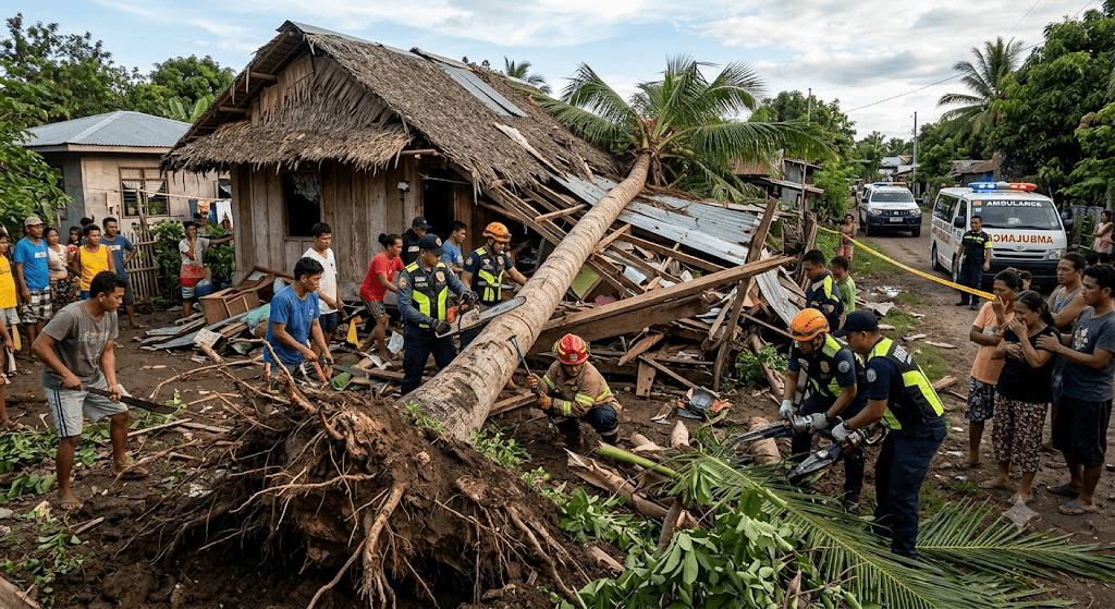 Fatal Tree Collapse: Boy Dies as Falling Buri Tree Crushes House in Negros Occidental Fatal Tree Collapse: Boy Dies as Falling Buri Tree Crushes House in Negros Occidental