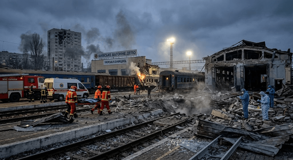 Massacre at Kyiv Railway Depot: Targeted Russian Ballistic Missile Strike Kills 7 Massacre at Kyiv Railway Depot: Targeted Russian Ballistic Missile Strike Kills 7