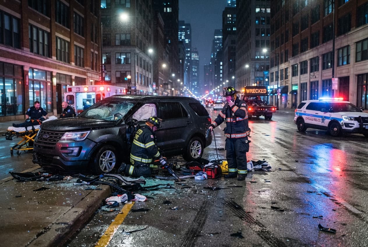 Fatal Chicago Traffic Incident: High-Speed Intersection Collision Leaves One Dead in Downtown Core Fatal Chicago Traffic Incident: High-Speed Intersection Collision Leaves One Dead in Downtown Core
