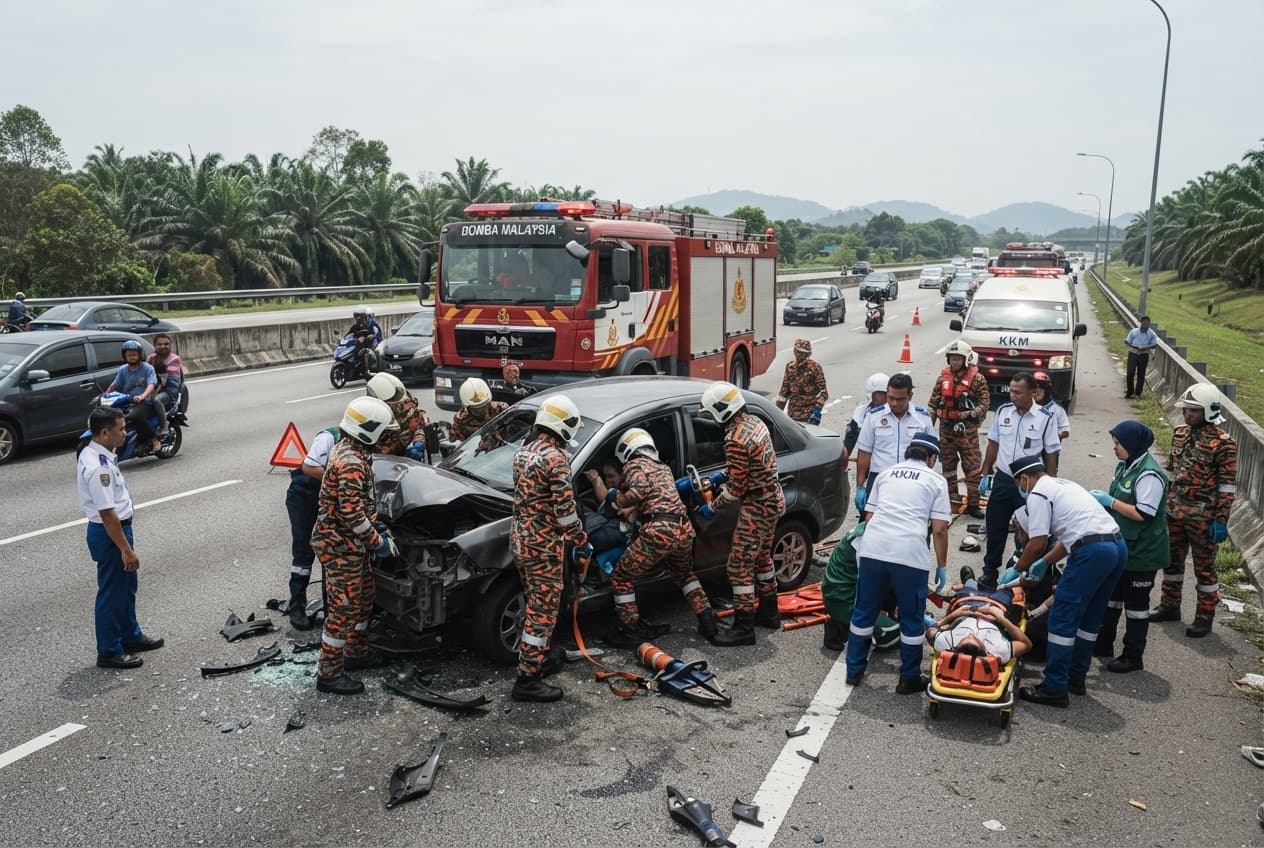 Massive Multi-Vehicle Pile-Up Near Temerloh: Highway Crash Leaves Trail of Destruction Today Massive Multi-Vehicle Pile-Up Near Temerloh: Highway Crash Leaves Trail of Destruction Today