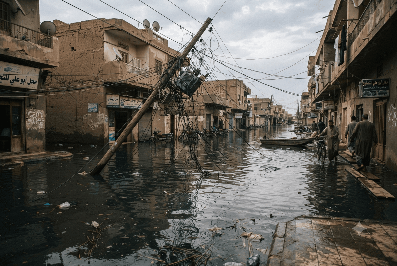 Infrastructure Disaster: Two Die in Basra Flooding After Contact with Live Electrical Wires Infrastructure Disaster: Two Die in Basra Flooding After Contact with Live Electrical Wires
