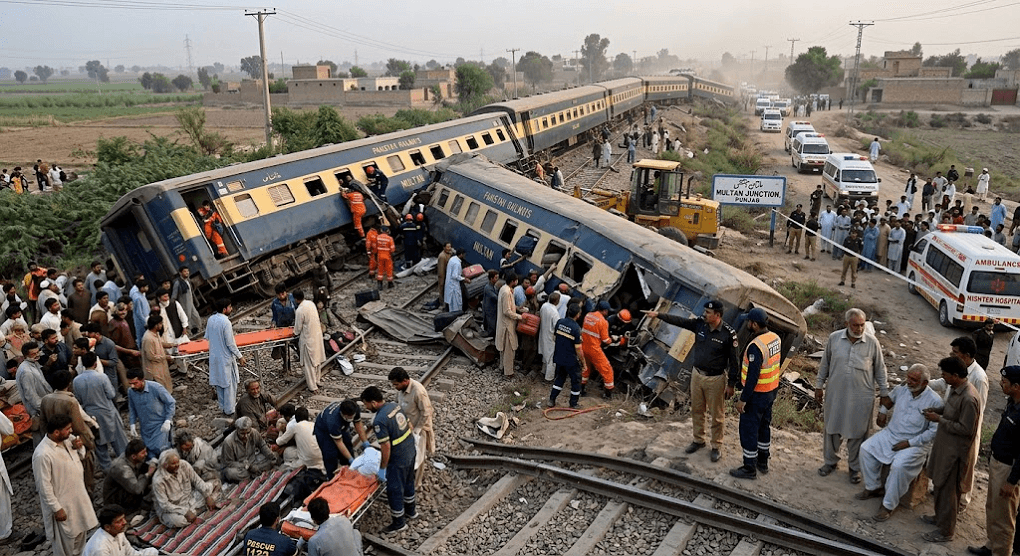 Tragedy in Punjab: At Least 4 Dead and Dozens Injured in Pakistan Train Derailment Tragedy in Punjab: At Least 4 Dead and Dozens Injured in Pakistan Train Derailment