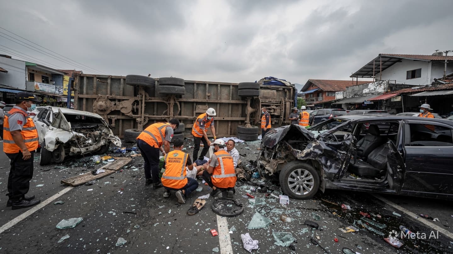 Brake Failure in Bekasi: Multiple Injuries Reported Following Major Truck Collision in Industrial Area Brake Failure in Bekasi: Multiple Injuries Reported Following Major Truck Collision in Industrial Area