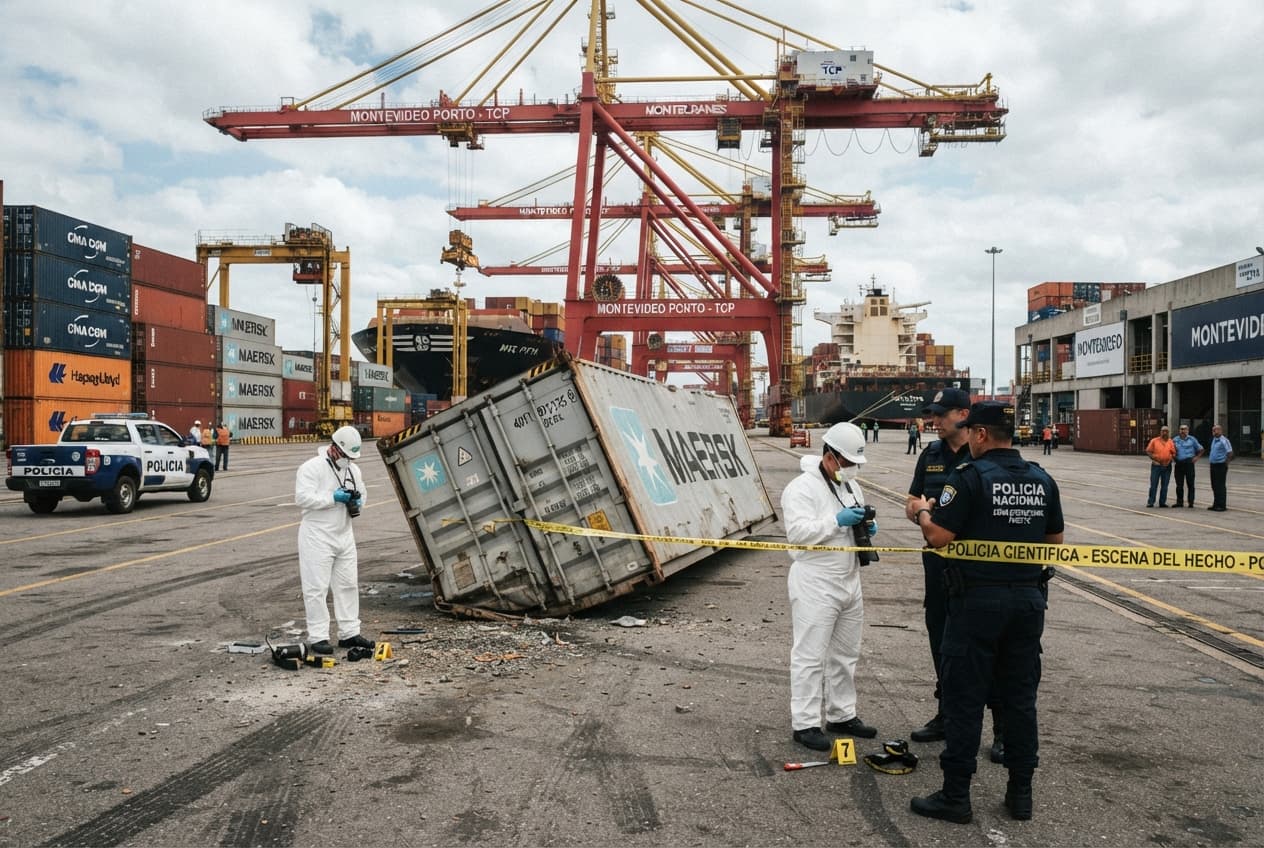 Port Fatality, Montevideo: Dockworker Crushed by Fallen Cargo Container During Terminal Loading Operations Port Fatality, Montevideo: Dockworker Crushed by Fallen Cargo Container During Terminal Loading Operations