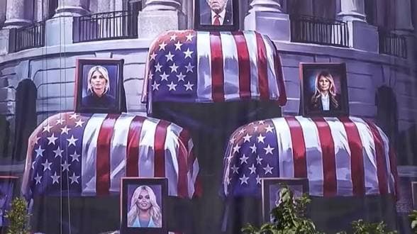 Iran Unveils “Blood for Blood” Billboard Showing Trump, Melania and Children in Coffins Iran Unveils “Blood for Blood” Billboard Showing Trump, Melania and Children in Coffins