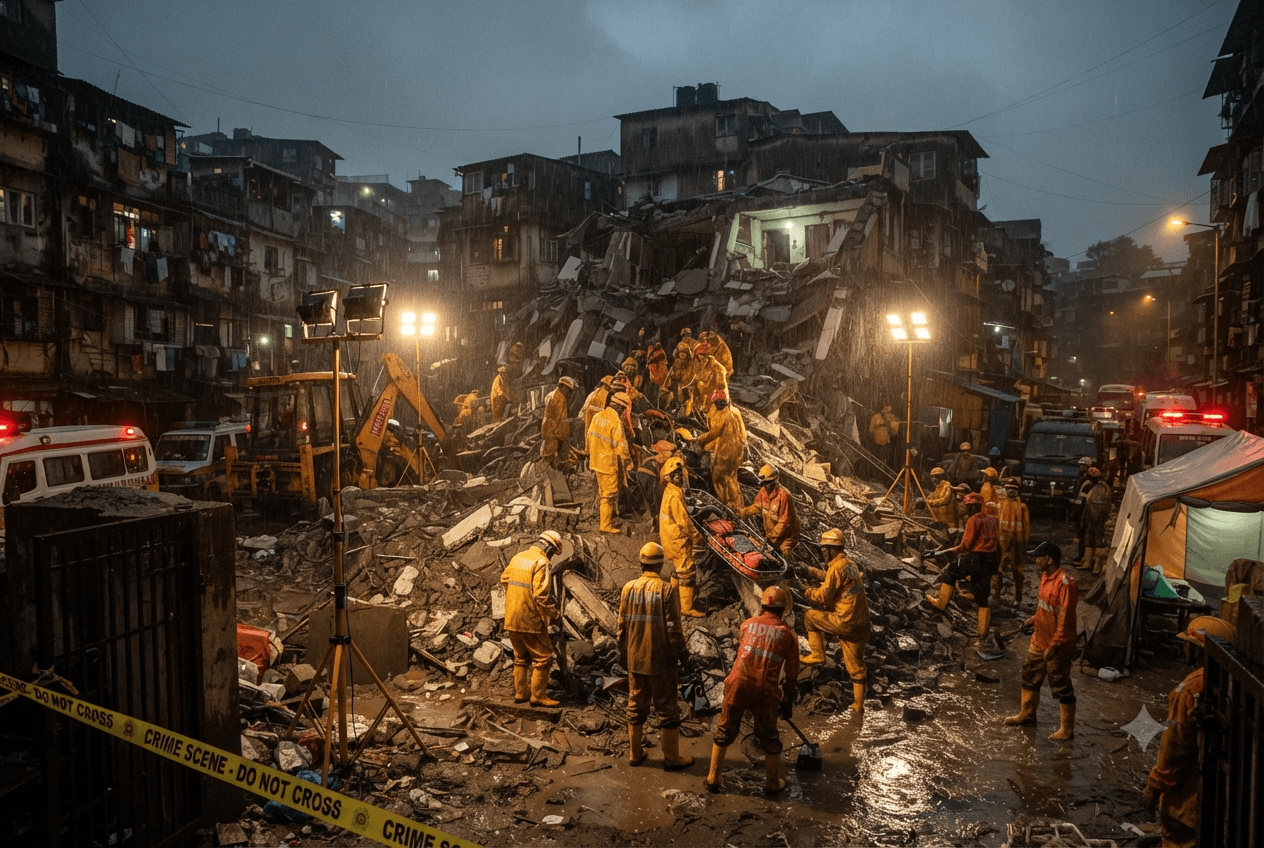 Fatal Collapse In Mumbai: Four Lives Lost As Residential Building Fails Amidst Torrential Rain Fatal Collapse In Mumbai: Four Lives Lost As Residential Building Fails Amidst Torrential Rain