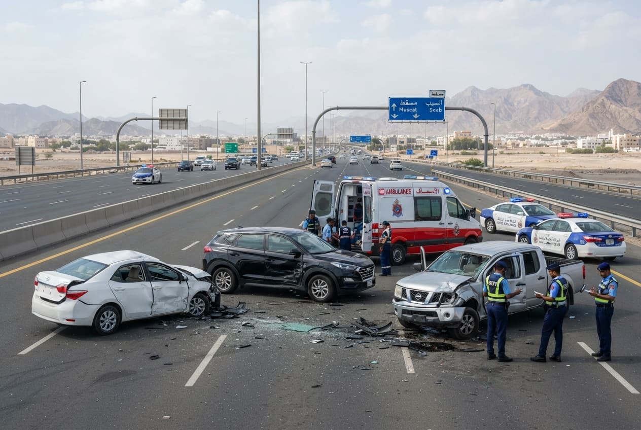 Fatal Highway Accident: Muscat Multi-Car Crash Claims Two Lives During Morning Rush Fatal Highway Accident: Muscat Multi-Car Crash Claims Two Lives During Morning Rush