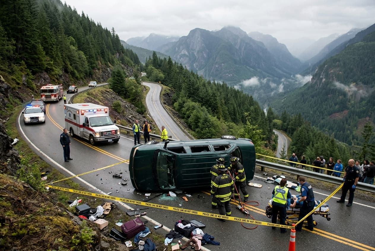 Vientiane Passenger Van Rollover: Fatal Mountain Highway Crash Kills Three and Wounds Nine Passengers Vientiane Passenger Van Rollover: Fatal Mountain Highway Crash Kills Three and Wounds Nine Passengers