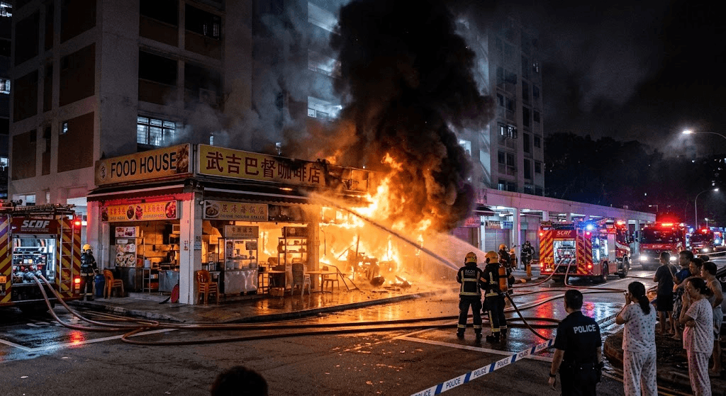 Flames & Chaos: Fire Rips Through Bukit Batok Coffeeshop Flames & Chaos: Fire Rips Through Bukit Batok Coffeeshop