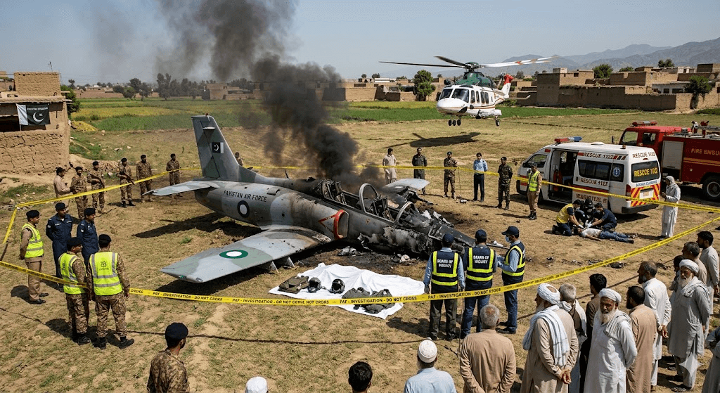Tragedy in the Skies: Two PAF Pilots Killed After Training Aircraft Crashes in Mardan Tragedy in the Skies: Two PAF Pilots Killed After Training Aircraft Crashes in Mardan