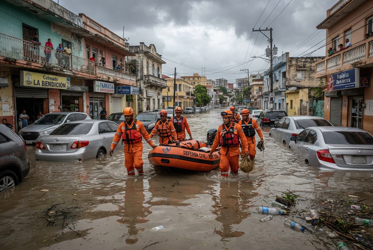 Santo Domingo Flood Crisis: Two Dead After Rushing Waters Sweep Away Motorized Vehicle Santo Domingo Flood Crisis: Two Dead After Rushing Waters Sweep Away Motorized Vehicle