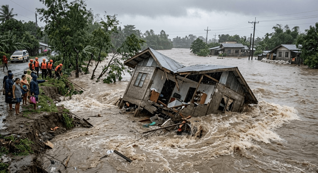 House Collapses and Swept Away by Sta. Rita Dam Floodwaters in Lubao, Pampanga House Collapses and Swept Away by Sta. Rita Dam Floodwaters in Lubao, Pampanga