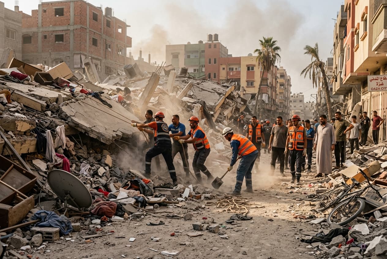 Gaza City Bombing Aftermath: Four Civilians Killed in Residential Strike, Homes Destroyed in Attack Gaza City Bombing Aftermath: Four Civilians Killed in Residential Strike, Homes Destroyed in Attack