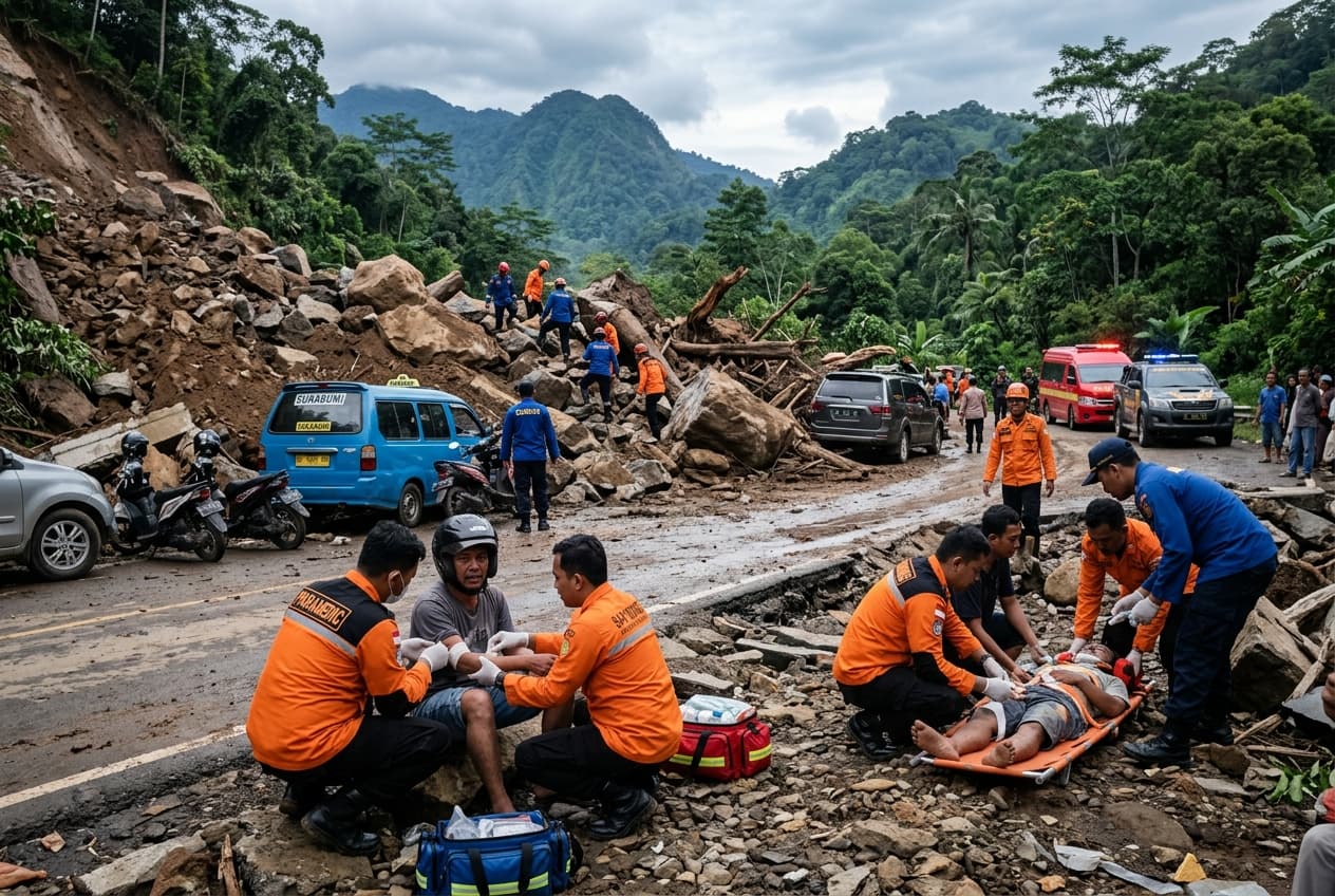 Mountain Highway Collapse: Landslide Swallows Vehicles in Colombia, Leaving Drivers Trapped and Injured Mountain Highway Collapse: Landslide Swallows Vehicles in Colombia, Leaving Drivers Trapped and Injured