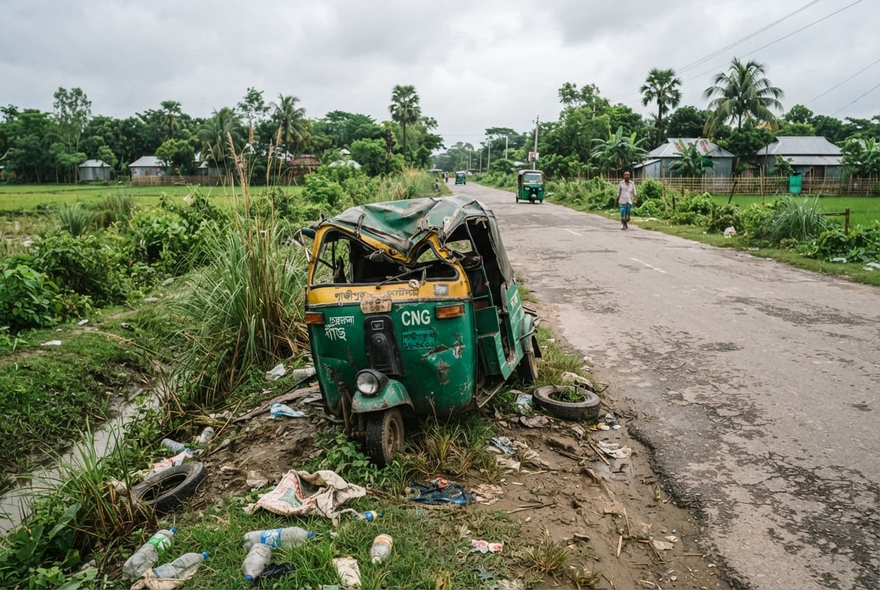 Highway Smash in Gazipur: Three Dead After Head-On Collision Between Auto-Rickshaw and Covered Van Highway Smash in Gazipur: Three Dead After Head-On Collision Between Auto-Rickshaw and Covered Van