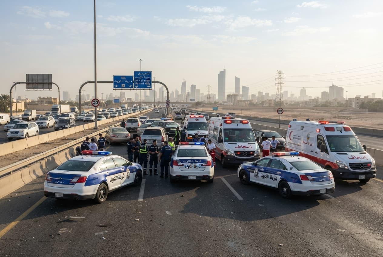 Kuwait Highway Tragedy: Morning Rush Hour Collision on Al Fahaheel Expressway Leaves Two Dead Kuwait Highway Tragedy: Morning Rush Hour Collision on Al Fahaheel Expressway Leaves Two Dead