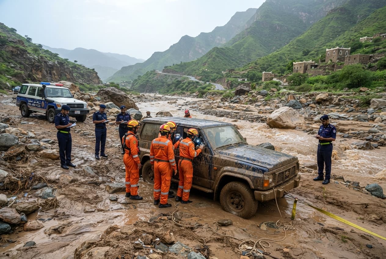 Emergency Rescue, Oman: Flash Flood Swipes Vehicle Off Roadway in Salalah Valley and Drowns Two Emergency Rescue, Oman: Flash Flood Swipes Vehicle Off Roadway in Salalah Valley and Drowns Two