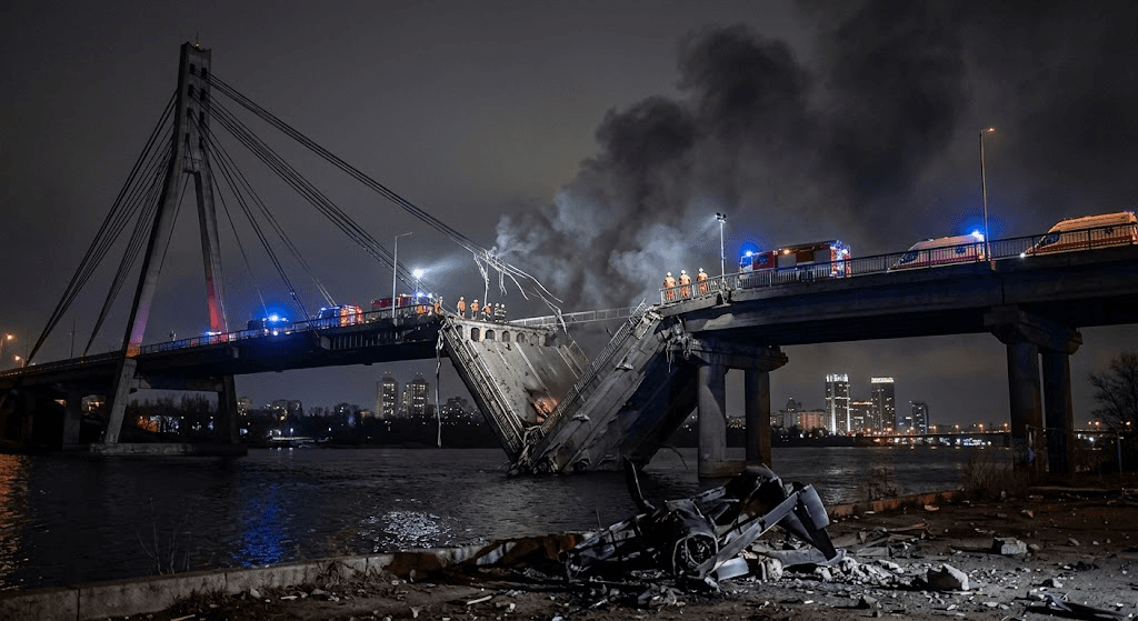 War on Infrastructure: Russian Drone Hits Kyiv’s Strategic Southern Bridge War on Infrastructure: Russian Drone Hits Kyiv’s Strategic Southern Bridge
