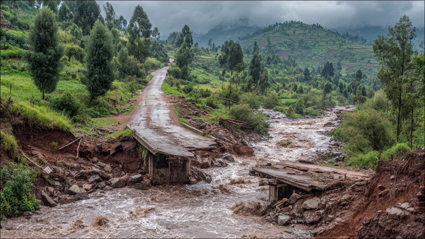Across Fragile Valleys and Flooded Roads, Rural Rwanda Watches Hillsides Collapse Beneath Endless Rainfall Across Fragile Valleys and Flooded Roads, Rural Rwanda Watches Hillsides Collapse Beneath Endless Rainfall