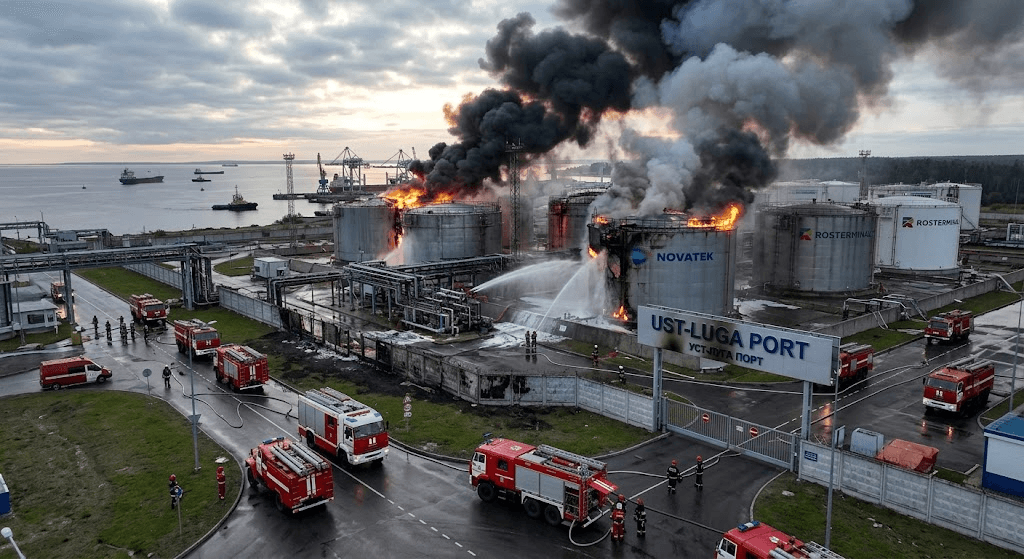Strike at the Port: Drone Attack Hits Russian Baltic Hub of Ust-Luga Strike at the Port: Drone Attack Hits Russian Baltic Hub of Ust-Luga