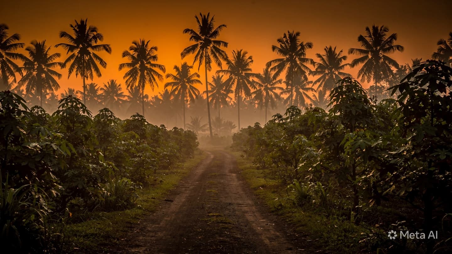Shadows upon the Soil, Whispers of Loss: A Late Afternoon Beneath the Tall Palm Trees Shadows upon the Soil, Whispers of Loss: A Late Afternoon Beneath the Tall Palm Trees