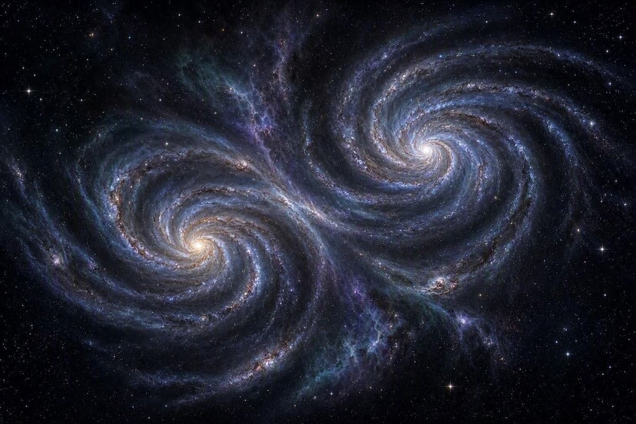 The predicted crash of galaxies is now less certain. The predicted crash of galaxies is now less certain.