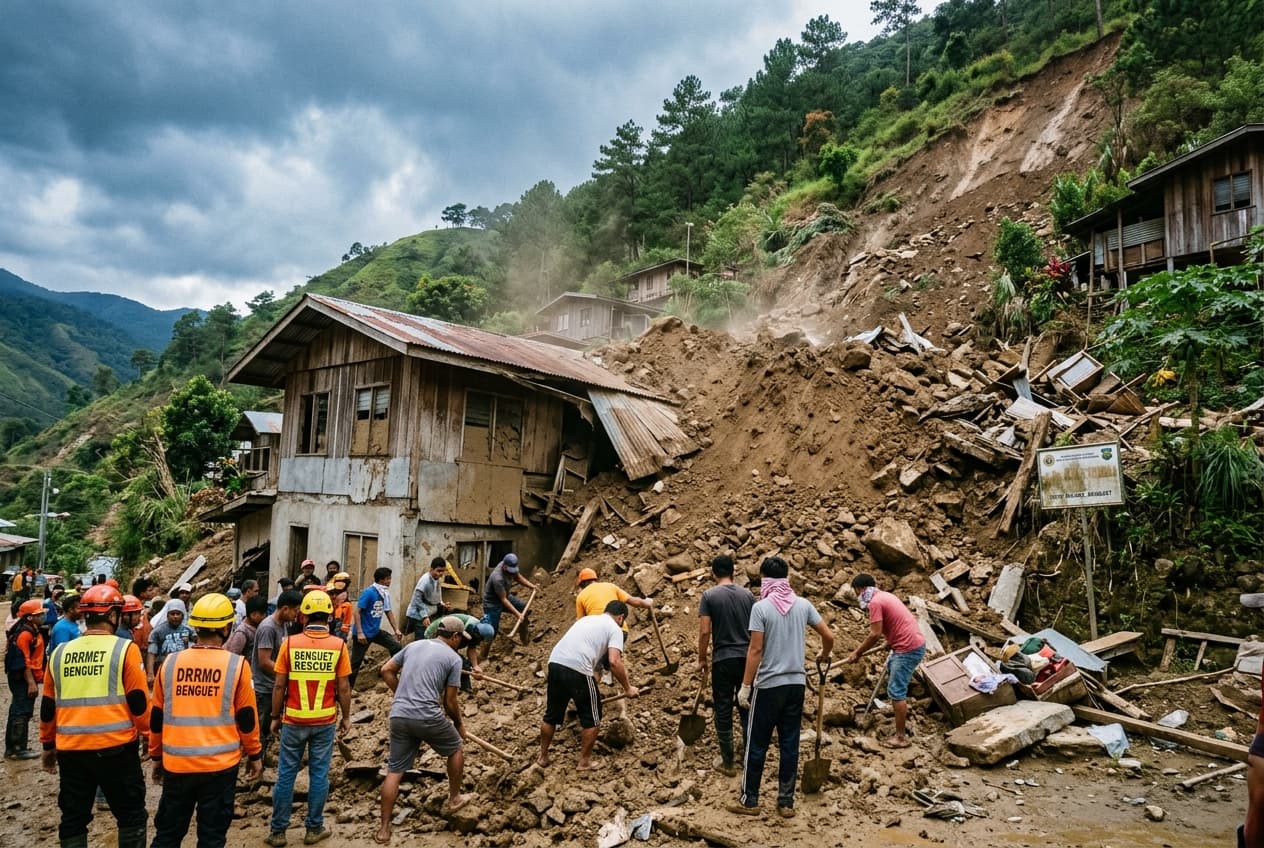 Family Buried in Benguet: Landslide Destroys Residential Home in Philippines, Four Dead, Rescue Ends Family Buried in Benguet: Landslide Destroys Residential Home in Philippines, Four Dead, Rescue Ends