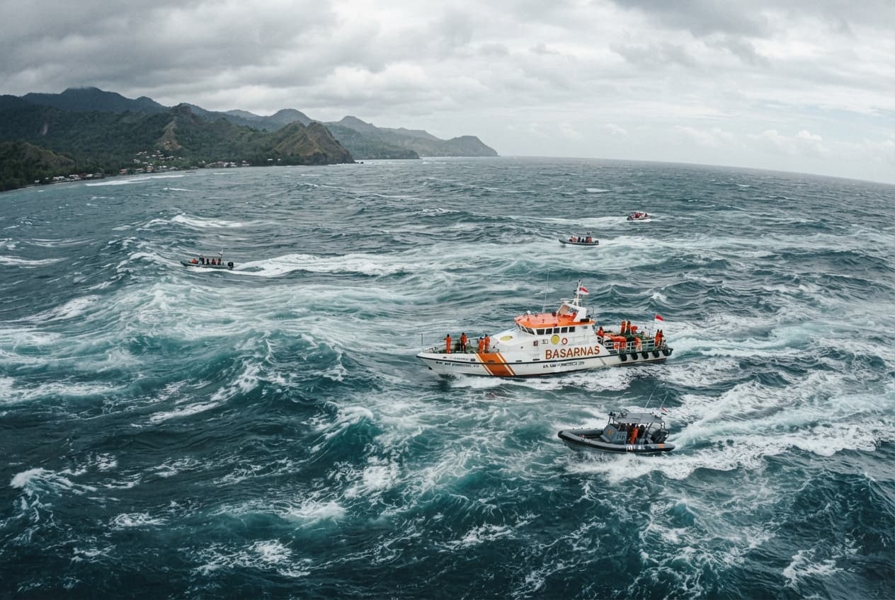 Indonesian Ferry Capsizing: Wooden Passenger Boat Overturns Near Sulawesi Coast Sparking Massive Rescue Search Indonesian Ferry Capsizing: Wooden Passenger Boat Overturns Near Sulawesi Coast Sparking Massive Rescue Search