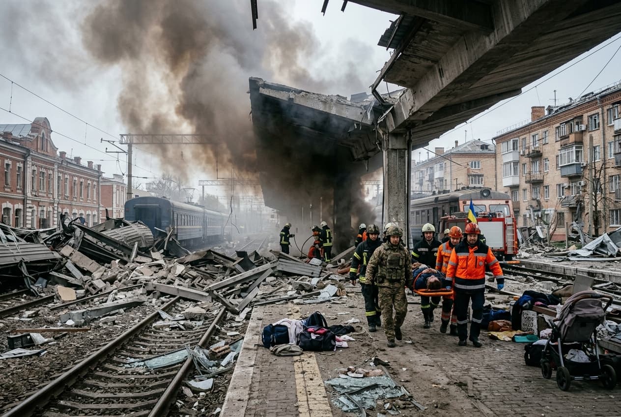 Dnipro Railway Station Struck By Russian Attack, Thirteen Dead, Ten Wounded, Civilians Flee Burning Platforms Dnipro Railway Station Struck By Russian Attack, Thirteen Dead, Ten Wounded, Civilians Flee Burning Platforms