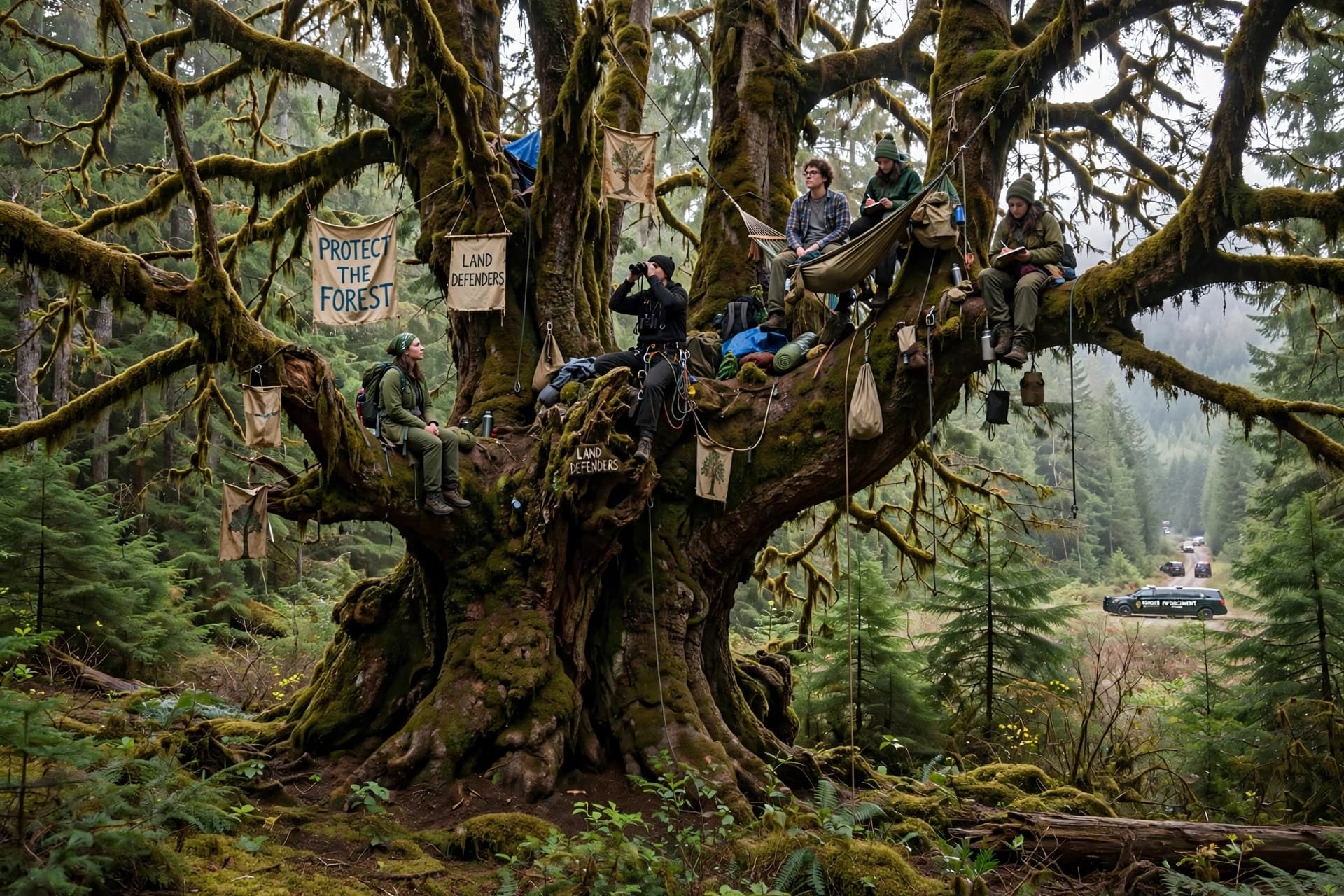 Border Agents Knock Down Tree Occupied by Activists Border Agents Knock Down Tree Occupied by Activists