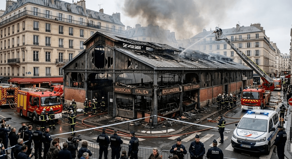 Disaster Strikes Historic Paris: Fire Sweeps Through Oldest Covered Food Market Disaster Strikes Historic Paris: Fire Sweeps Through Oldest Covered Food Market